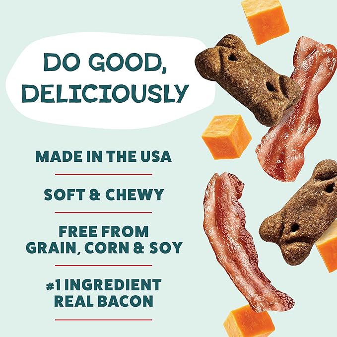Shameless Pets Soft & Chewy Dog Treats, Bacon Me Crazy Meaty Tenders, 8oz – Real Bacon is 1st Ingredient – Grain Free, No Corn or Soy – Digestive Support – for Small, Medium & Large Dogs
