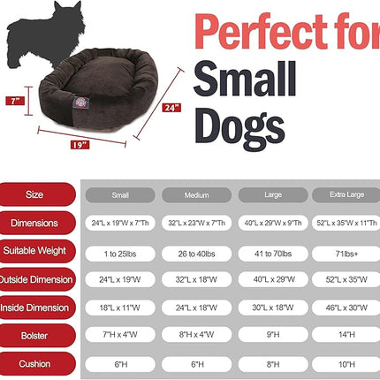 Majestic Pet 24 Inch Micro Velvet Calming Dog Bed Washable – Cozy Soft Round Dog Bed with Spine for Head Support - Fluffy Donut Puppy Mat 24x19x7 (inch) Small - Storm (2025)