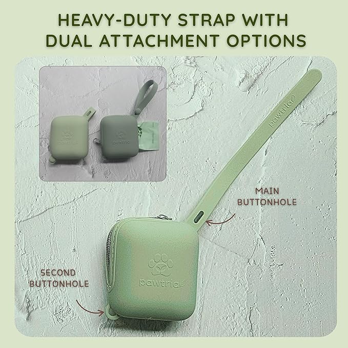 Pawtria Eco Duo Set: Dog Poop Bags (120) + Premium BPA Free Silicone Treat Case (3.25"H X 2.75"L), BPA-Free, Leak-Proof, Biodegradable, Zero Waste, Supports Rescue Dogs (Treat Case + 120 Poo Bags)