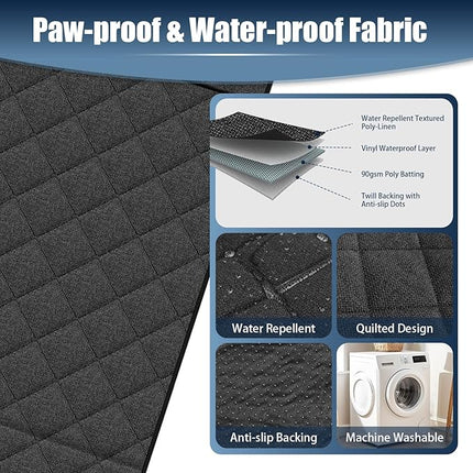 Large Back Seat Extender for Dogs, Paw-Proof & Waterproof Pet Seat Cover with Door Protection for Full-Size Crewcab Trucks, Dog Hammock Reinforced with Glass-Fiber Rods