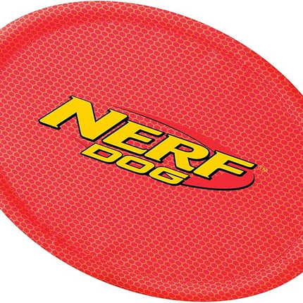 Nerf Dog Nylon Flyer Dog Toy, Flying Disc, Lightweight, Durable and Water Resistant, Great for Beach and Pool, 9 inch Diameter, for Medium/Large Breeds, Two Pack, Orange and Red (8959)