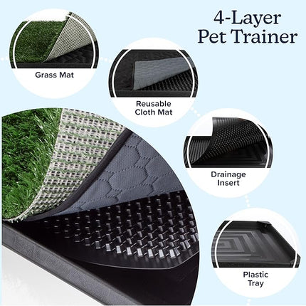 Artificial Grass Puppy Pee Pad for Dogs and Small Pets - 20x25 Reusable 4-Layer Training Potty Pad with Tray - Dog House and Pet Supplies by PETMAKER