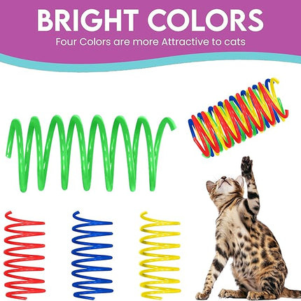 SPOT Colorful Cat Spring Toys – 2" Bouncy Coils for Indoor Cats & Kittens to Swat, Chase, Bite – Interactive Enrichment Toys, Safe Plastic, 10-Pack, Multi-Color