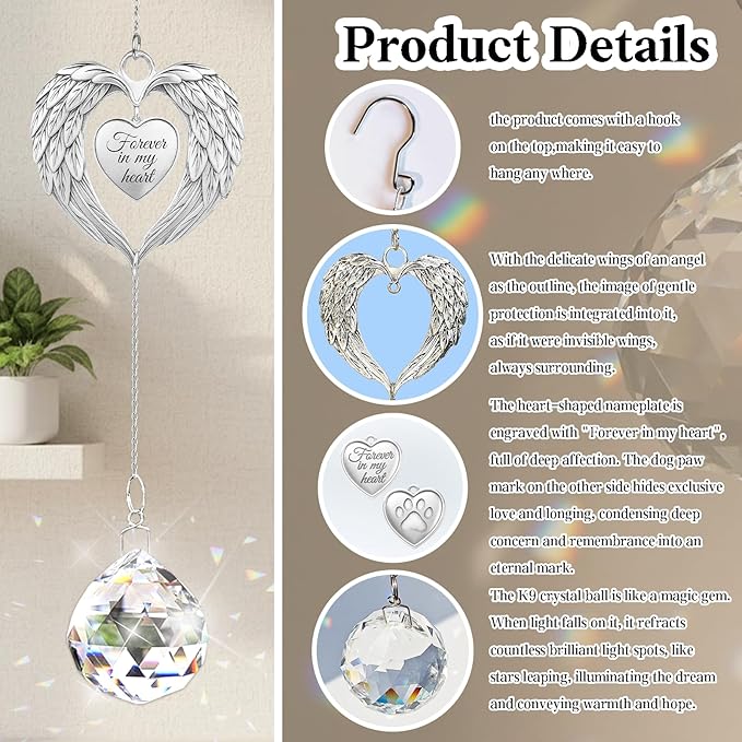 Dog Memorial Gifts for Loss of Dogs, Pets Loss Sympathy Gift,Dog Memorial Suncatcher, Pet Bereavement Remembrance Crystal Ball Suncatcher Gifts
