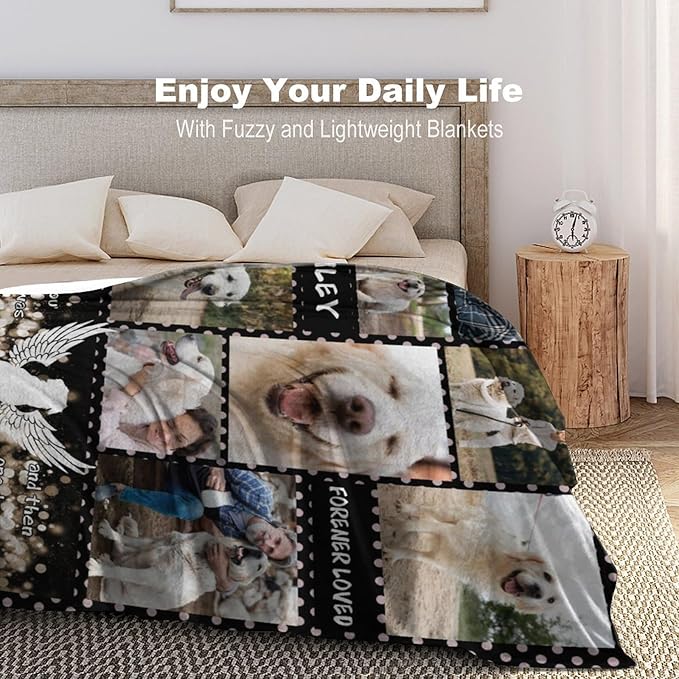 Custom Dog Memorial Gifts for Loss of Pet Cat, Personalized Dog Memorial Blanket with Photos, Pet Memorial Gifts, Pet Loss Gifts, Pet Memorial Throw Blanket, Remembrance Sympathy Bereavement Gifts