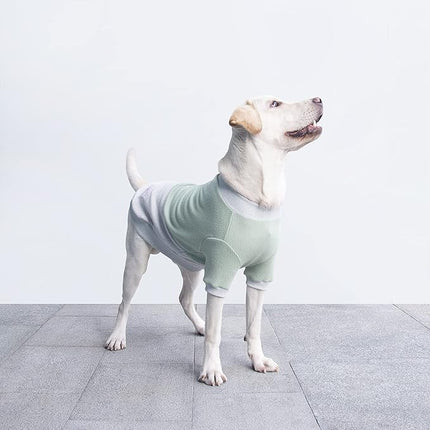Large Dog Color Block Sweaters Warm Clothes Pullover Sweatshirts for Pitbull Labrador, Green Grey, 3X-Large