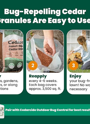 Cedarcide Lawn, Home & Garden Cedar Granules | Repels Fleas, Ticks, Ants & Mosquitoes | Smells Great, Easy to Use | Family & Pet Safe | 1 Bag (8 Lbs)
