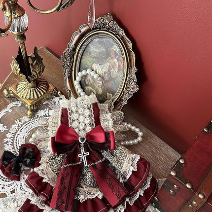 Fashion Sweet Puppy Dog Lace Princess Dress for EXTRAL Small and Small Dog A-WineRed S