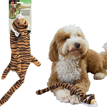 SPOT Skinneeez Jungle Cat 14 Inch Stuffing-Free Plush Squeaky Dog Toy – Soft Interactive Chew Toy for Small and Medium Dogs – Mess-Free Play for Light & Moderate Chewers