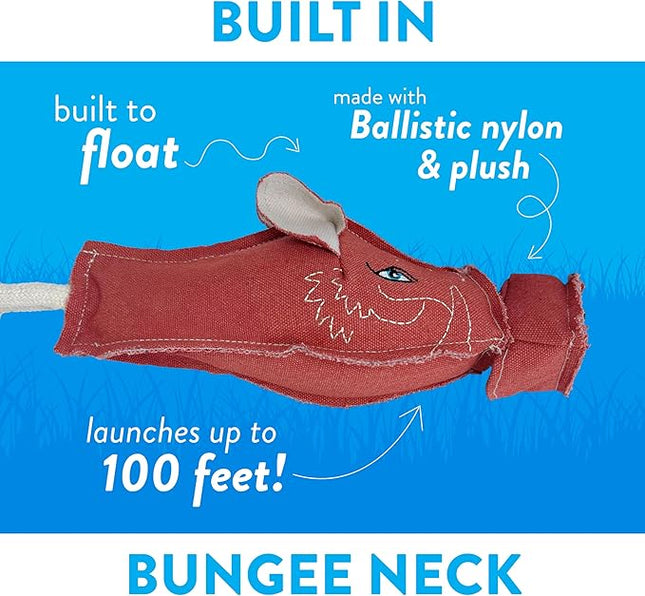 Spunky pup Fly & Fetch Dog Toy - Durable, Floating, Interactive Bungee Launcher for Fetch and Water Play, Canvas Wharthog