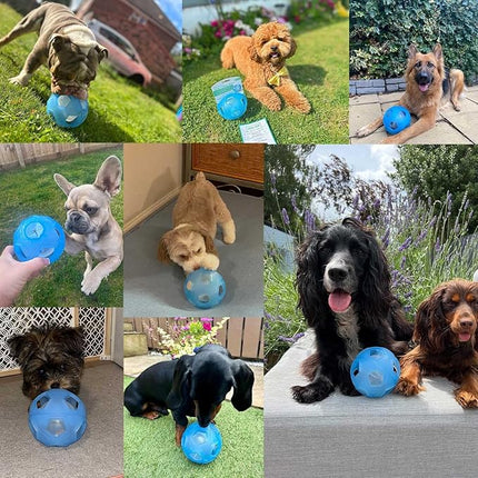 LumoLeaf Dog Treat Ball Toy, 7” Interactive Puzzle Feeder for Medium & Large Dogs, Treat Dispensing Toy with Adjustable Difficulty, Mental Stimulation & Slow Feeding, Blue, 18cm