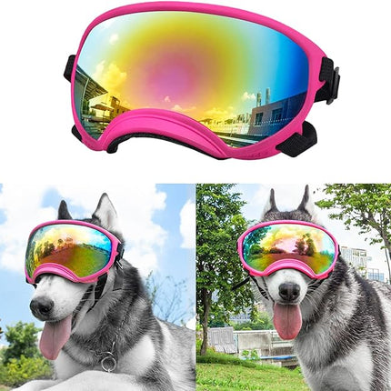 Large Dog Sunglasses, Dog Goggles Large Breed and Medium, UV Protection, Windproof, Dustproof and Snowproof. Shatterproof Lens, Adjustable Strap