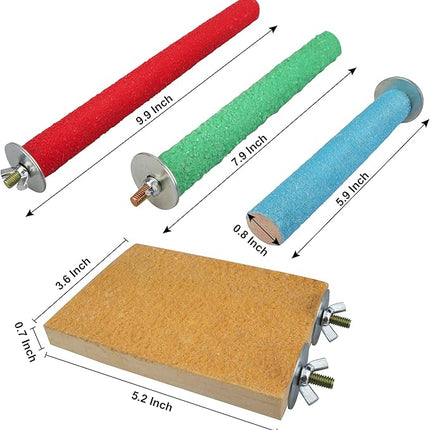 Bird Perches for Conure Stand Natural Wood Platform Bird Nail Trimming Perch Paw Grinding Stick for Parakeet Cockatiels Parrot Perch Bird Cage Accessories