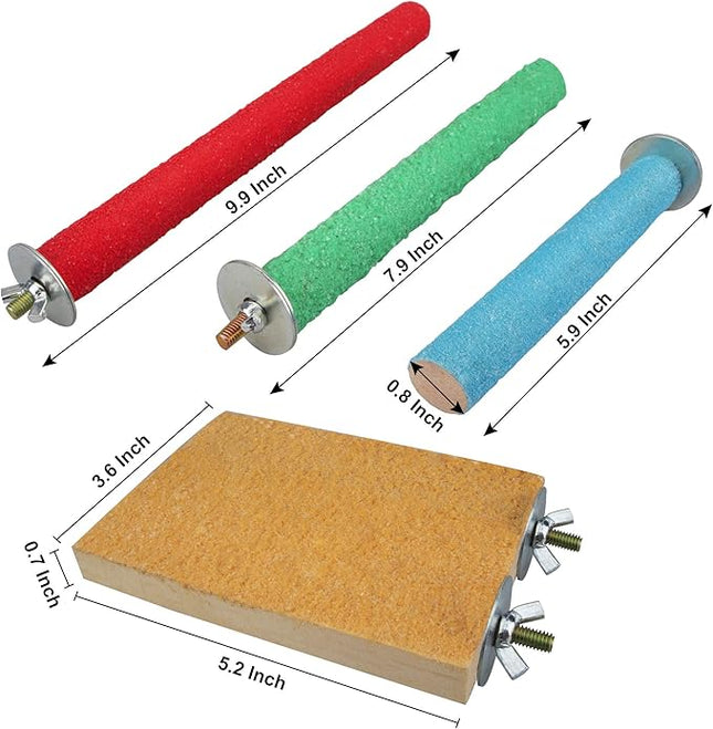 Bird Perches for Conure Stand Natural Wood Platform Bird Nail Trimming Perch Paw Grinding Stick for Parakeet Cockatiels Parrot Perch Bird Cage Accessories