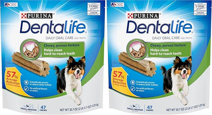 Dentalife Made in USA Facilities Small/Medium Dog Dental Chews, Daily - 47 Treats (Pack of 2)