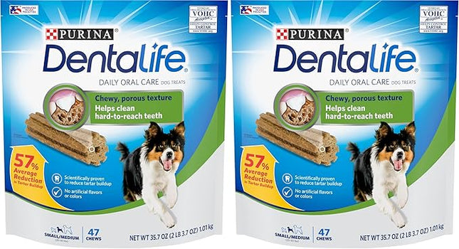 Dentalife Made in USA Facilities Small/Medium Dog Dental Chews, Daily - 47 Treats (Pack of 2)