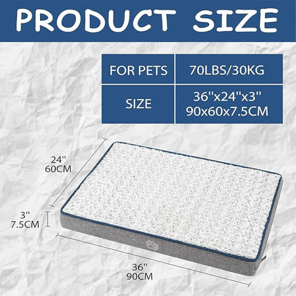 EMPSIGN Reversible Cool and Warm Dog Bed for Crate Pad, Pet Beds with Washable and Removable Cover, Dog Crate Beds Sleeping Mats, Beds for Dogs Crate for Large Medium Small Dogs, Grey