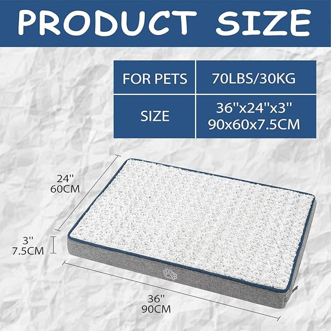 EMPSIGN Reversible Cool and Warm Dog Bed for Crate Pad, Pet Beds with Washable and Removable Cover, Dog Crate Beds Sleeping Mats, Beds for Dogs Crate for Large Medium Small Dogs, Grey
