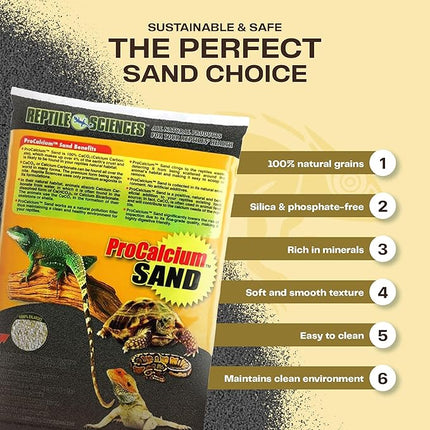 Black Pro-Calcium Terrarium Sand - 10 lbs - Natural Substrate for Reptile Habitats & Aquariums, Silica-Free & Mineral-Rich