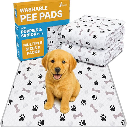 GREEN LIFESTYLE Washable Pee Pads for Dogs - Waterproof Reusable Puppy Pads with Anti-Slip Backing, Pet Training Pad for Puppy Playpen, Crate, Whelping Box, Potty Training (Pack of 2-18x24)