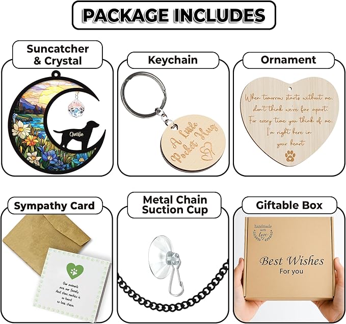 Personalized Dog Memorial Gift Suncatcher, Engraved Pet Memorial Ornament, Pet Sympathy Keychain, Loss of Animal Card, Rainbow Bridge Dog Loss Gift, Bereavement Suncatcher Window Hanging