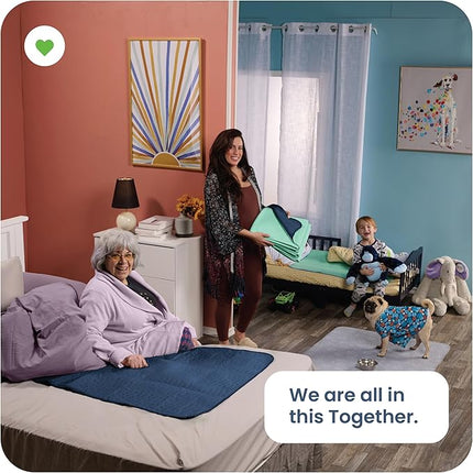 IMPROVIA® Washable Underpads, Heavy Absorbency Reusable Incontinence Pads for Kids, Adults, Elderly, and Pets, Waterproof Protection Floor (Navy & Green, 18"x24" (Pack of 4))