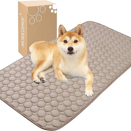 MICROCOSMOS Summer Cooling Mat & Sleeping Pad- Water Absorption Top, Materials Safe, Easy Carry, EZ Clean. Keep Cooling for Pets, Kids and Adults.(Brown, 48" x24")