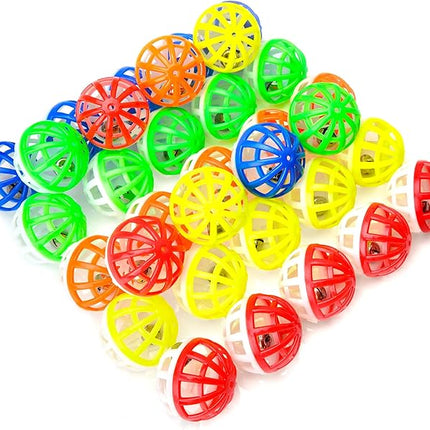 CHIWAVA 45PCS 1.6" Cat Toy Balls with Bells - Plastic Lattice Jingle Balls for Kittens, Interactive Chasing & Pounce Rattle Toys, Assorted Colors