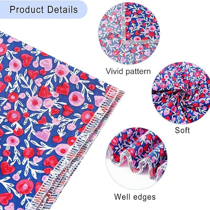 E-Clover Cute Girl Dog Bandanas & Matching Scrunchie Set Heart Dog Bandana Scarf with Bow Hair Ties for Small Puppy Dogs Pet Owner Mom Gifts Pink Floral