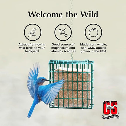 C&S Apple Suet Treat, Wild Bird Food for Fruit Loving Bluebirds, Thrashers, Tanagers, Wrens and Robins, 8 Pack