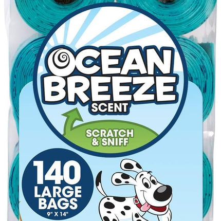 Bags on Board Odor Control Dog Poop Bags | Ocean Breeze Scent | 9 x14 Inches, 140 Waste Pickup Bags (3203940043)