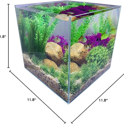 Rimless Low Iron Glass 7.1 Gallon Aquarium Tank (11.8" L × 11.8" W × 11.8" H / 30cm x 30cm x 30cm), 5mm Thickness Standard Jointed