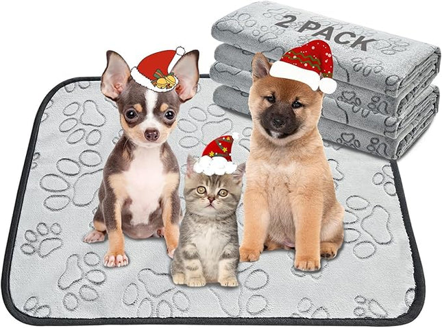 Qeils Reusable Puppy Pads, 2 Pack Washable Pee Pads for Dogs, Waterproof Non Slip Wee Wee pad, Absorbent and Leakproof Training Mats for Potty, Crate, Playpen, Bed, Sofa, 18"x 24"