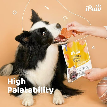 iPaw Turkey Chips Dog Treats for Puppy Training, All Natural Human Grade Dog Treat, US Sourced Raw Material, Hypoallergenic, Easy to Digest (Turkey Chips), 5 Packs