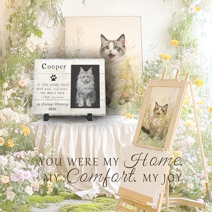 Personalized Pet Memorial Stone, Custom Dog Memorial Gifts for Loss of Cat with Photo Name Date, Cat Remembrance Gift, Loss of Dog Sympathy Gift for Dog Cat Lovers (Quote 9)