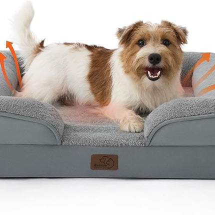 Bedsure Self Warming Orthopedic Dog Bed Medium Size Dogs - Washable Medium Dog Bed Waterproof, Comfort Pet Couch with Removable Cover, Supportive Foam Pets Sofa with Nonskid Bottom, Grey