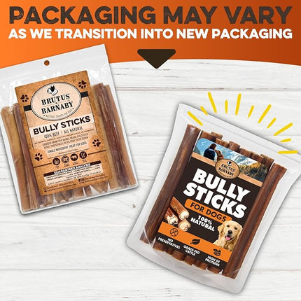 BRUTUS & BARNABY Bully Sticks for Dogs, Jumbo – Low-to-No Odor, Grass-Fed, Rawhide-Free Chews for Aggressive Power Chewers