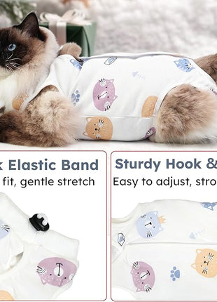 Cat Recovery Suit for Spay Abdominal Wounds, Breathable Cat Onesie for Cats After Surgery Female, Kitten Surgical Recovery Suit Female Cone of Shame Alternative for Cats Anti Licking