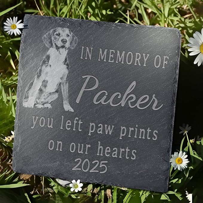 Pet Memorial Stone, Dog Memorial Stone, Dog Memorial Gifts for Loss of Dog, Pet Memorial Gifts, Loss of Pet Sympathy Gift, in Loving Memory Pet - in Memory of Our Hearts - Square
