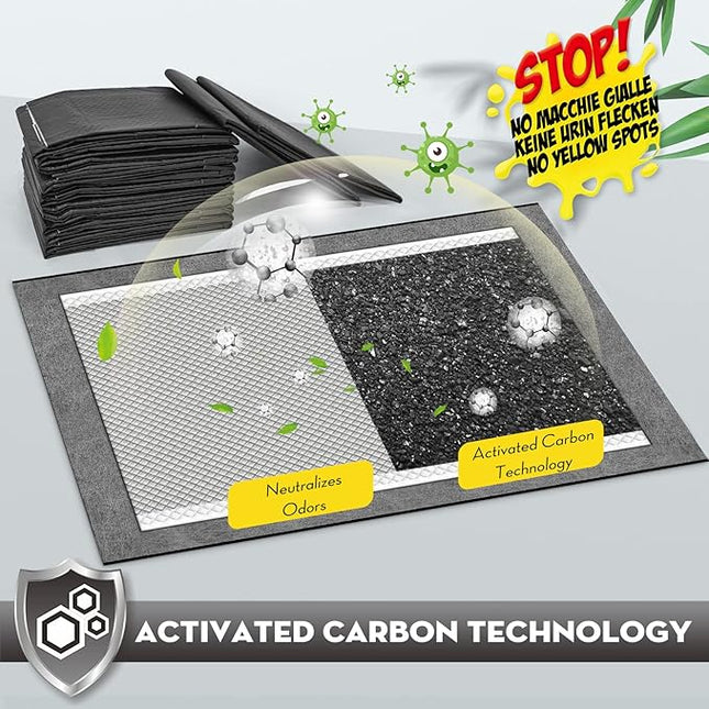 CROCI Charcoal Puppy Pads with Adhesive Tabs, 28x34in Extra Large Pee Pads for Dogs, Odor-Control Super Absorbent Quick-Dry Leak-Proof, Disposable (40 Counts)