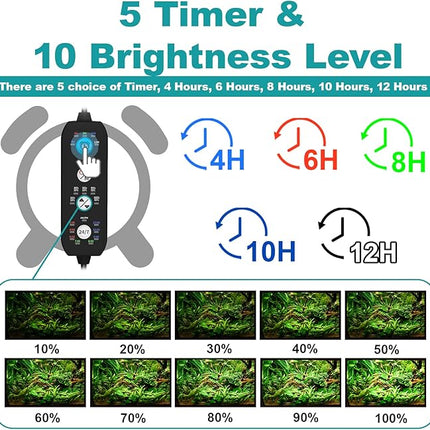 SEAOURA Submersible Aquarium Light for 16 to 27 Inch Fish Tank, 24/7 Cycle Fish Tank Light with Timer, Aquarium Plant Light with Full Spectrum+7 Single Colors, Auto On/Off, Adjustable Brightness