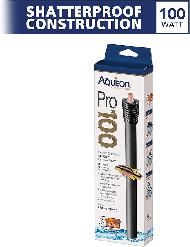 Aqueon Pro 100 Submersible Aquarium Fish Tank Heater, 100 Watts, For Up To 30 Gallon Fish Tanks