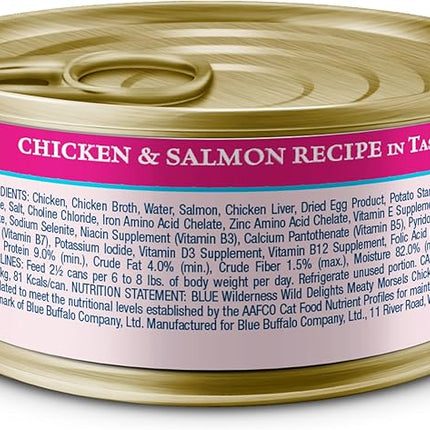 Blue Buffalo Wilderness Wild Delights Meaty Morsels Natural Wet Cat Food, Chicken & Salmon in Tasty Gravy, 3-oz. Cans, 24-Pack
