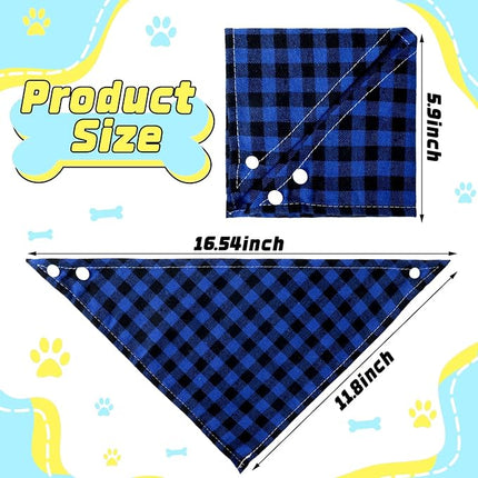 Honoson 6 Pieces Triangle Dog Bandana Dog Scarf Plaid Printing Adjustable Bibs Scarf Washable Square Kerchief Bandana Set for Small to Medium Puppy Cat(16.1 Inch,Elegant Drawstring Style)