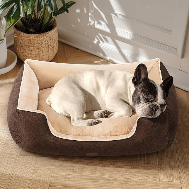 Large Orthopedic Dog Bed 28" Washable with Removable Cover, Waterproof & Non-Slip Base, Year-Round Comfort with Cooling/Warming, Dual-Layer Interior Padding for Support and Softness, Brown