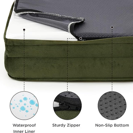 Bedsure Orthopedic Dog Beds Large Sized Dog - Washable Large Dog Cat Bed Waterproof, Comfort Dogs Couch Sofa with Washable Removable Cover, Pet Bed with Nonskid Bottom, Moss Green, 35"