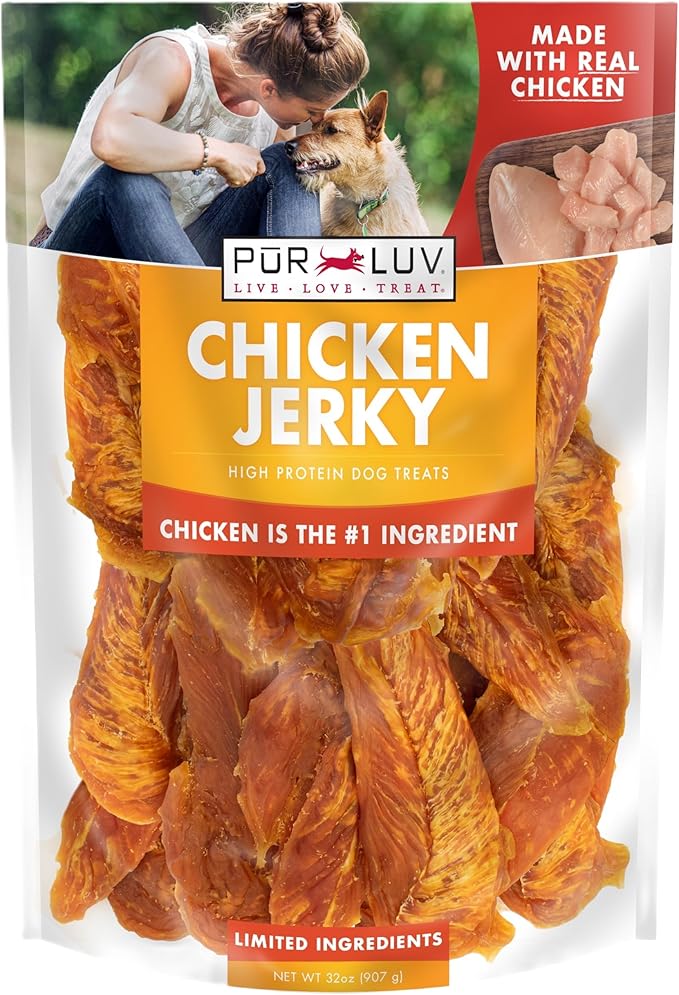 Chicken Jerky Dog Treats, Made with 100% Real Chicken Breast, 32 Ounces, Healthy, Easily Digestible, Long-Lasting, High Protein, Satisfies Dog's Urge to Chew