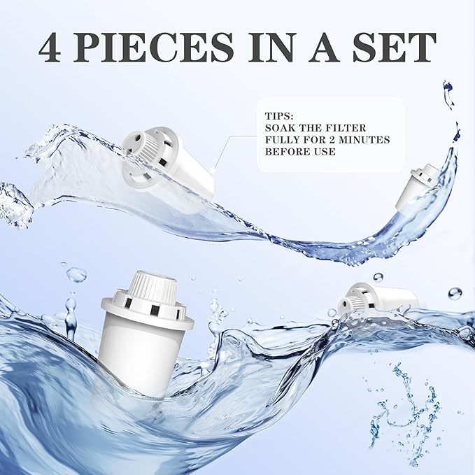 4 Packs Replacement Filters for Dog Water Fountain, Water Filter, for Stainless Steel Pet Fountain for Large Dogs- Vertical Filtration for D2223,D2322,D2340,D2341,D2419 Lasts Two Months