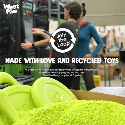 West Paw Zogoflex Tizzi Interactive Treat Dispensing Dog Fetch Play Toy, 100% Guaranteed Tough, It Floats!, Made in USA, 4.5-Inch Small, Granny Smith