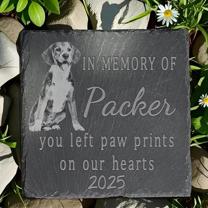 Pet Memorial Stone, Dog Memorial Stone, Dog Memorial Gifts for Loss of Dog, Pet Memorial Gifts, Loss of Pet Sympathy Gift, in Loving Memory Pet - in Memory of Our Hearts - Square